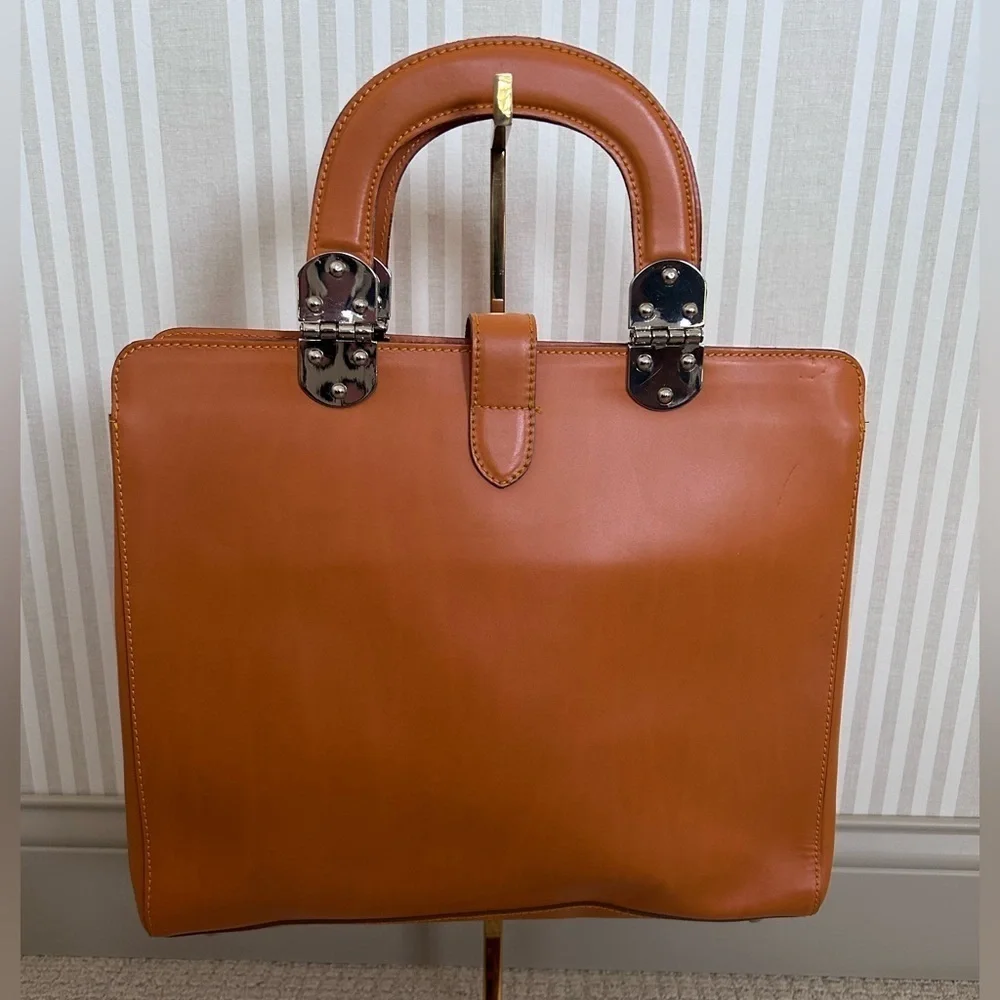 Nardelli Genuine Leather Made in Italy Orange Leather Top Handle Handbag